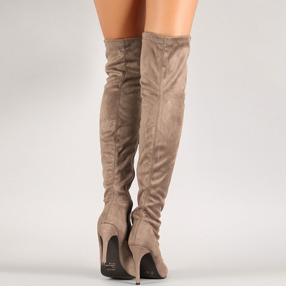 HOT Size 9 Taupe Stiletto Heel Over-The-Knee Boot - Picture 5 of 5